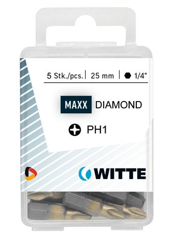 'MAXX-Diamond' PHILLIPS BIT (PH1 x 25mm) - Box of 5