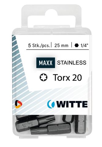 'MAXX-Stainless' TORX BIT (T20 x 25mm) - Pkt of 5