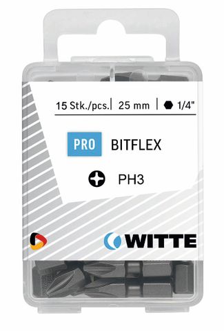 'PRO' PHILLIPS BIT (PH3 x 25mm) *Bitflex* - Pkt of 15