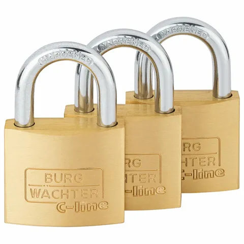 'C-Line' 40mm  PADLOCK * 3-PACK  - CARDED  (KA)