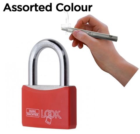 'Look' 40mm PADLOCK + PEN - CARDED  (KD) *Asst Colours*