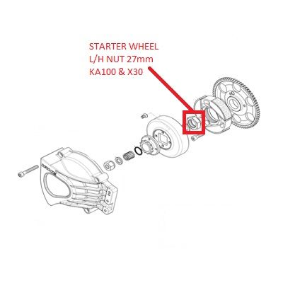 STARTER WHEEL L/H NUT 27mm KA100 X30 OEM