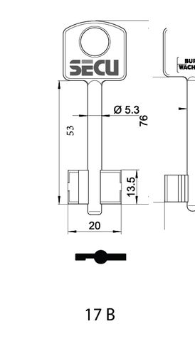 KEY BLANK to suit 'Point Safes' : Series - S - OLD