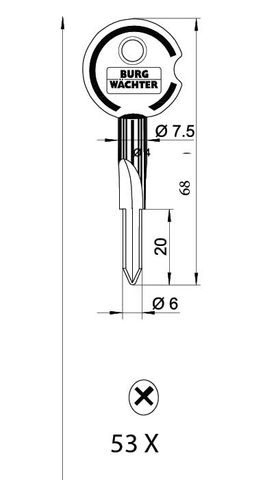 KEY BLANK to suit 'Point Safes' : Series - E