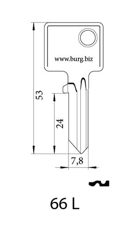 KEY BLANK to suit 217-F-Ni 50mm + CB-300-A (LEFT Para.)