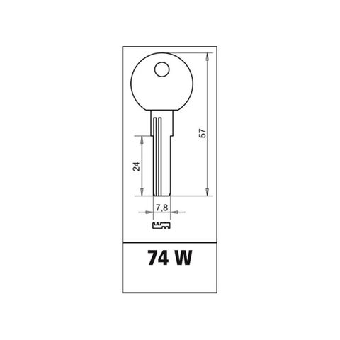 KEY BLANK to suit Cables 570 + 580 (74-W)