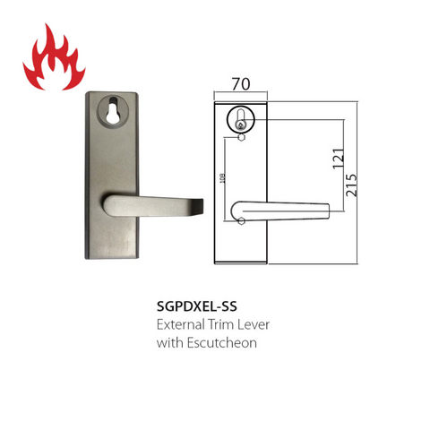 ESCUTCH. LEVER for Panic Exit Device - Entrance (Half Euro)