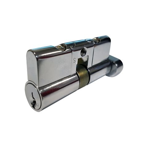 LOCK CYLINDER - SINGLE EURO FIXED - 5-PIN *Chrome Plate* (KD)