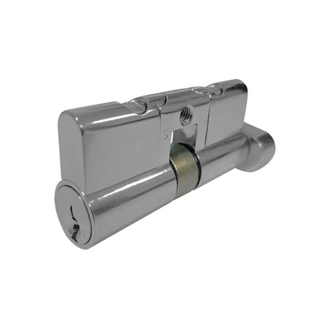 LOCK CYLINDER - SINGLE EURO FIXED - 5-PIN *Satin Chrome* (KD)