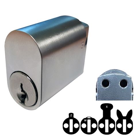 LOCK CYLINDER (570) OVAL (KD) M4 Thread *Satin Chrome*