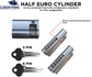 LOCK CYLINDER - (9555-5) HALF EURO FIXED- 6-Pin *Satin Chrome* (KD)