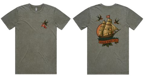 SG/MLAA'25  "Sydney"  T-SHIRT  - Tall Ship & Swallows (Old School Tattoo Design)
