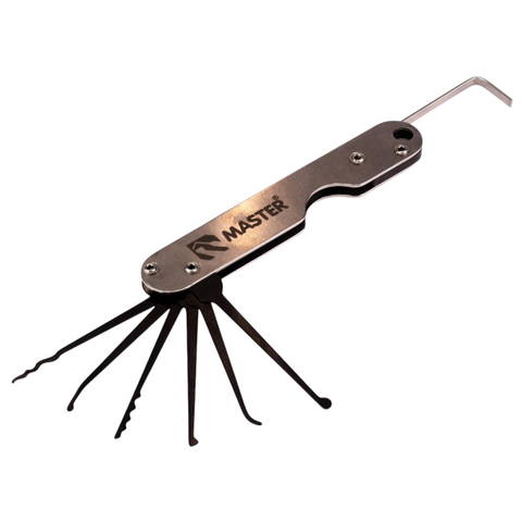 'Jackknife' PICK SET - 6 x Folding Picks (Locking Action) w/ Tensioner Inc. in Handle