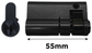 EXT. LOCK CYLINDER - (9555-5) HALF EURO FIXED (55mm)- 6-Pin * Matte Black * (KA)
