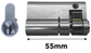 EXT. LOCK CYLINDER - (9555-5) HALF EURO FIXED (55mm)- 6-Pin *Satin Chrome* (KA)