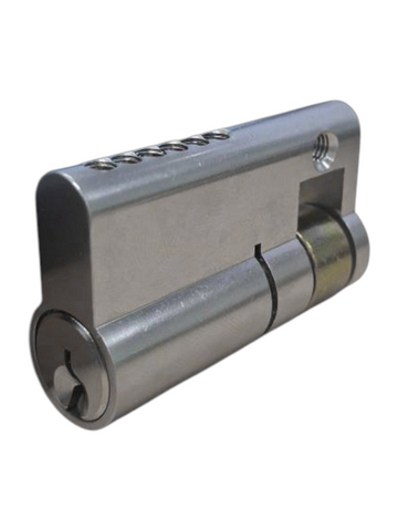 EXT. LOCK CYLINDER - (9555-5) HALF EURO FIXED (55mm)- 6-Pin *Satin Chrome* (KD)