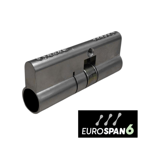 'EUROSPAN-6' CYLINDER *OFFSET* (35mm/45mm) DBL EURO FIXED 6-Pin *Satin Chrome* (ALB)