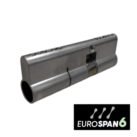 'EUROSPAN-6' CYLINDER *OFFSET* (35mm/55mm) DBL EURO FIXED 6-Pin *Satin Chrome* (ALB)