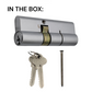 'EUROSPAN-6&trade;' CYLINDER *OFFSET* (35mm/55mm) DBL EURO FIXED 6-Pin *Satin Chrome* (KA)