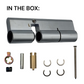 'EUROSPAN-6&trade;' CYLINDER *OFFSET* (35mm/65mm) DBL EURO FIXED 6-Pin *Satin Chrome* (ALB)