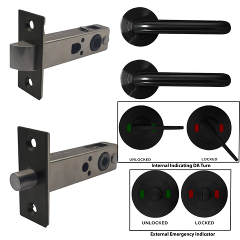 Round Rose LATCH KIT7 (INDICATING TOILET) - Incl. Furniture & Latch *Matte Black*