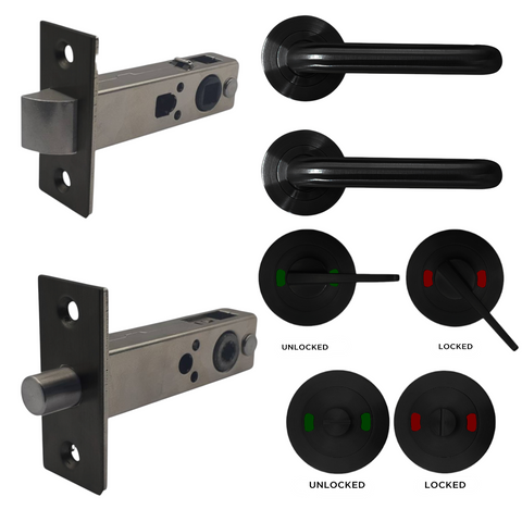 Round Rose LATCH KIT7 (INDICATING TOILET) - Incl. Furniture & Latch *Matte Black*