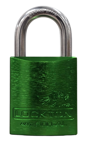'500 Series'  45mm (KA) PADLOCK 'AL13' *GREEN* - S/STEEL SHKL.