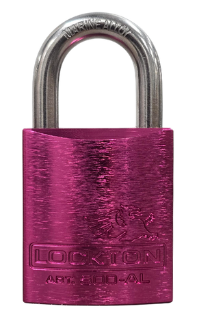 '500 Series'  45mm (KA) PADLOCK 'AL13' *PINK* - S/STEEL SHKL.
