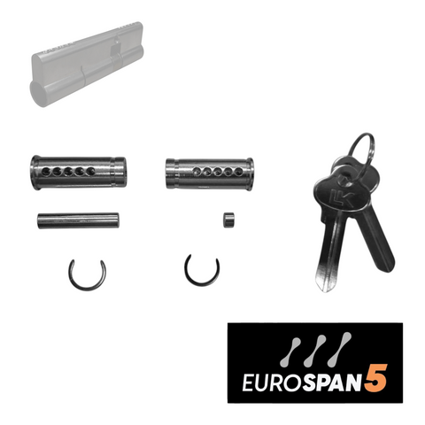 'EUROSPAN-5' CONVERT KIT (5-PIN) *OFFSET* (35mm/65mm) -  Inc. 2 x Barrels + Rods + Circlips + Keys *Satin Chrome*