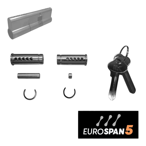 'EUROSPAN-5' CONVERT KIT (5-PIN) *OFFSET* (35mm/45mm) -  Inc. 2 x Barrels + Rods + Circlips + Keys *Satin Chrome*
