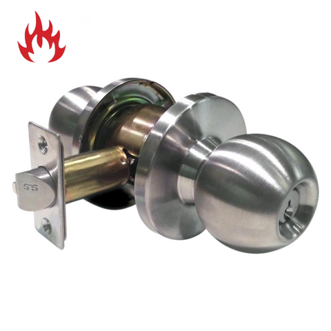 '3000 Series' Cylindrical KNOBSET - CLASSROOM (75mm Rose / 70mm BSet) *Satin Stainless Steel*