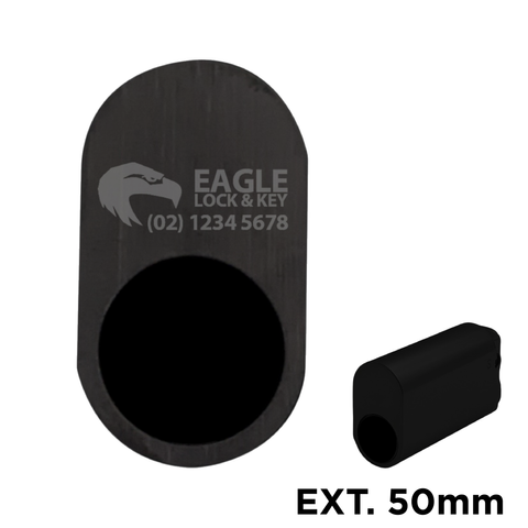 OVAL (570) CYL. 50mm Extend. (BOX OF 10) *Matte Black* - Laser Engraved