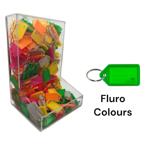 'Hopper' KEY TAGS - FLURO Colours - 420 Tags *PERSPEX HOPPER*