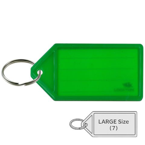 *Large* KEY TAGS (FLURO) *Green Gecko* - Pkt of 20