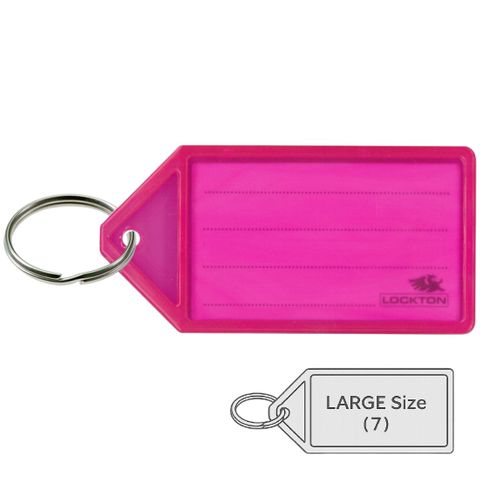 *Large* KEY TAGS (FLURO) *Pink Glo* - Pkt of 20