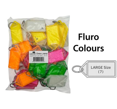 'Refill' *Large* KEY TAGS - FLURO Colours - 35 TAGS