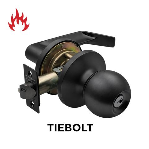 '6000 Series' Tiebolt KNOB & LEVER COMBO  - STOREROOM (75mm Rose / 60-70mm BSet) *Matte Black*
