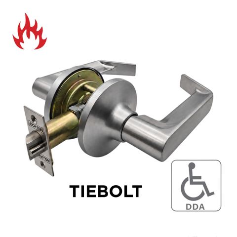 6000 Series' Tiebolt LEVERSET - PASSAGE (75mm Rose / 60-70mm BSet) *Satin Chrome*