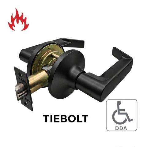 6000 Series' Tiebolt LEVERSET - PASSAGE (75mm Rose / 60-70mm BSet) *Matte Black*