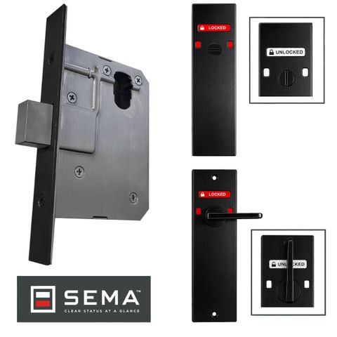 '60mm' DEADBOLT Mortice Lock KIT7 (SEMA&trade; INDICATING Em.Turn / DA Snib) - Inc. Lock & Furniture *BLACK*
