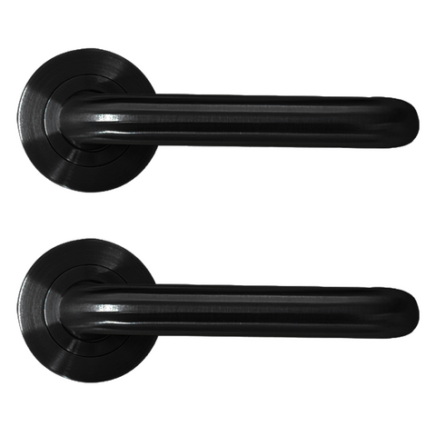 Round Rose PASSAGE FURNITURE SET (53mm Dia.) - Suits 60mm Mortice Locks - *Matte BLACK*