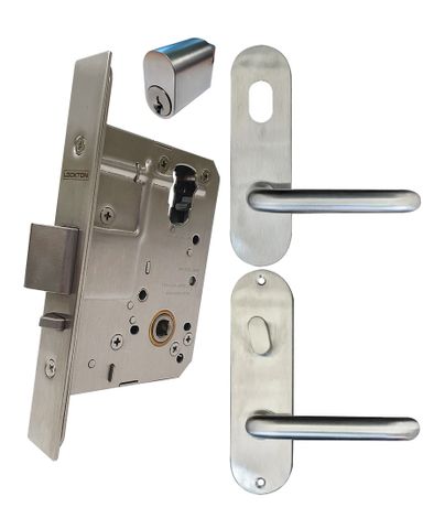 60mm Mortice Lock RND-KIT2 (ENTRANCE) - Inc. Lock, RND END Furniture & Cyl.
