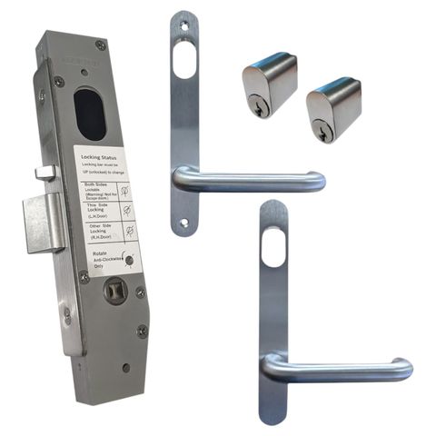 23mm Mortice Lock RND-KIT4 (DOUBLE CYL.) - Inc. Lock, RND END Furniture & Cylinders