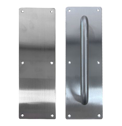 S/Steel (PLAIN) PULL & PUSH PLATE SET (300mm x 100mm )