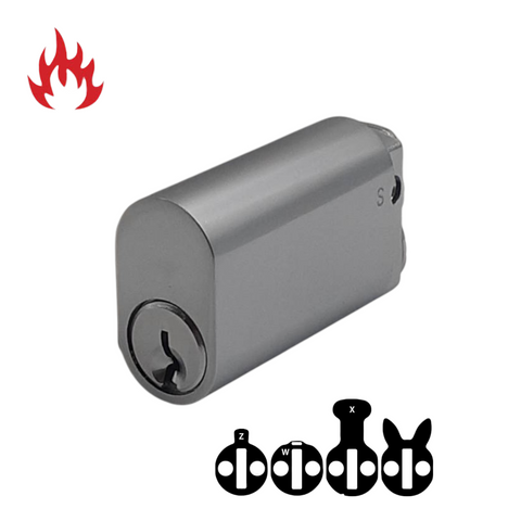 LOCK CYLINDER (570) OVAL (KA) 50mm Extended *Satin Chrome*