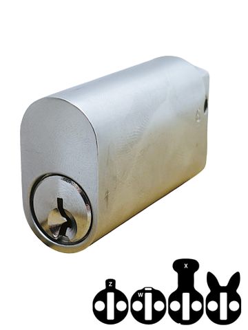 LOCK CYLINDER (570) OVAL (KD) 50mm Extended *Satin Chrome*