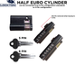 LOCK CYLINDER - (9555-5) HALF EURO FIXED- 6-Pin * Matte Black * (KA)