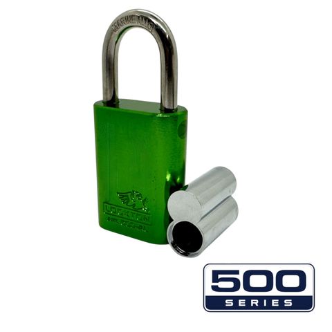 '500-SERIES&trade;'   40mm (ALB) PADLOCK *GREEN* - S/STEEL SHKL.