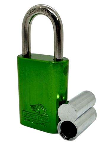 500 Series'  40mm (ALB) PADLOCK 'AL13' *GREEN* - S/STEEL SHKL.