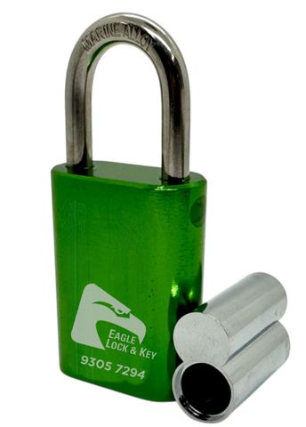 PADLOCK '500 AL13' 40mm (BOX OF 10) - Laser Engraved *GREEN* (ALB)